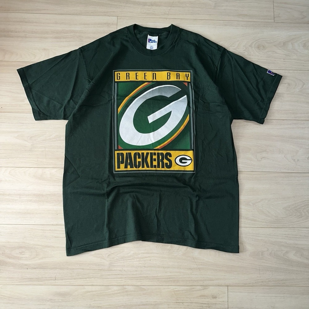 VINTAGE Green Bay Packers Shirt Mens X-Large Green Pro Player NFL Football Retro